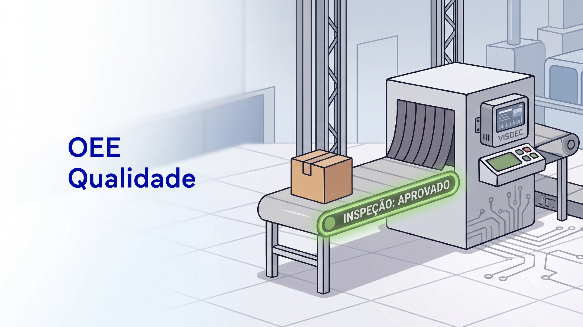 Inspeção de qualidade em uma linha de produção separando peças aprovadas e refugadas