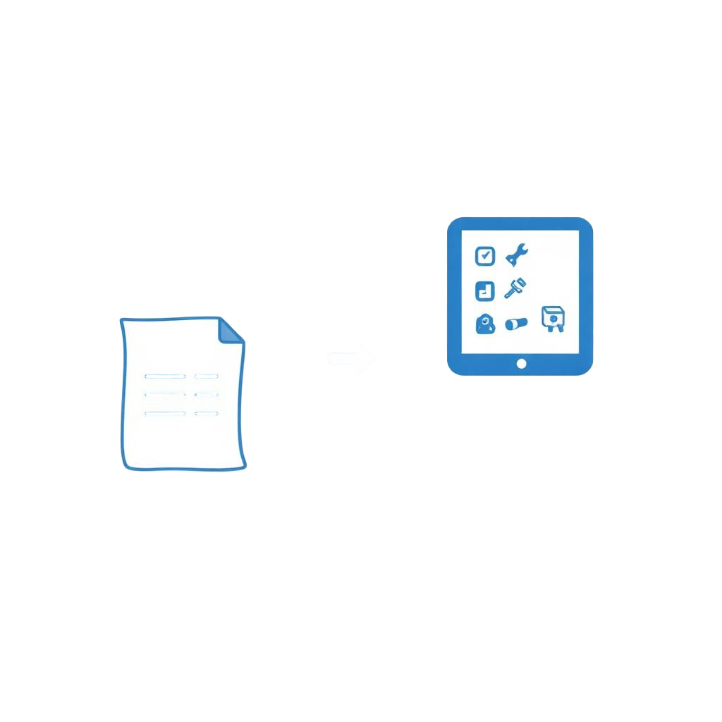 Folha de papel sendo substituída por uma interface digital de classificação de paradas