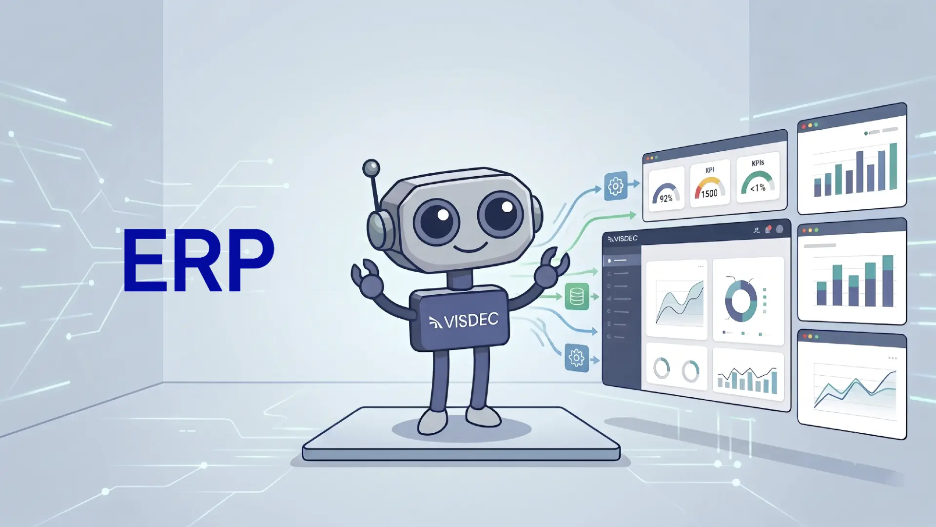 Robô Visdec conectando um sistema ERP a dashboards de indicadores da produção