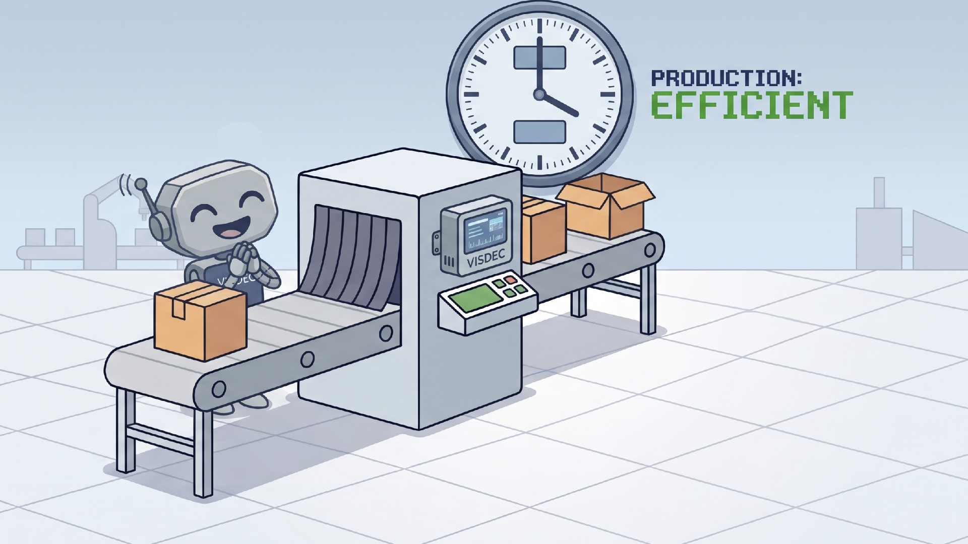 Ilustração de produção eficiente na fábrica com o Visdec