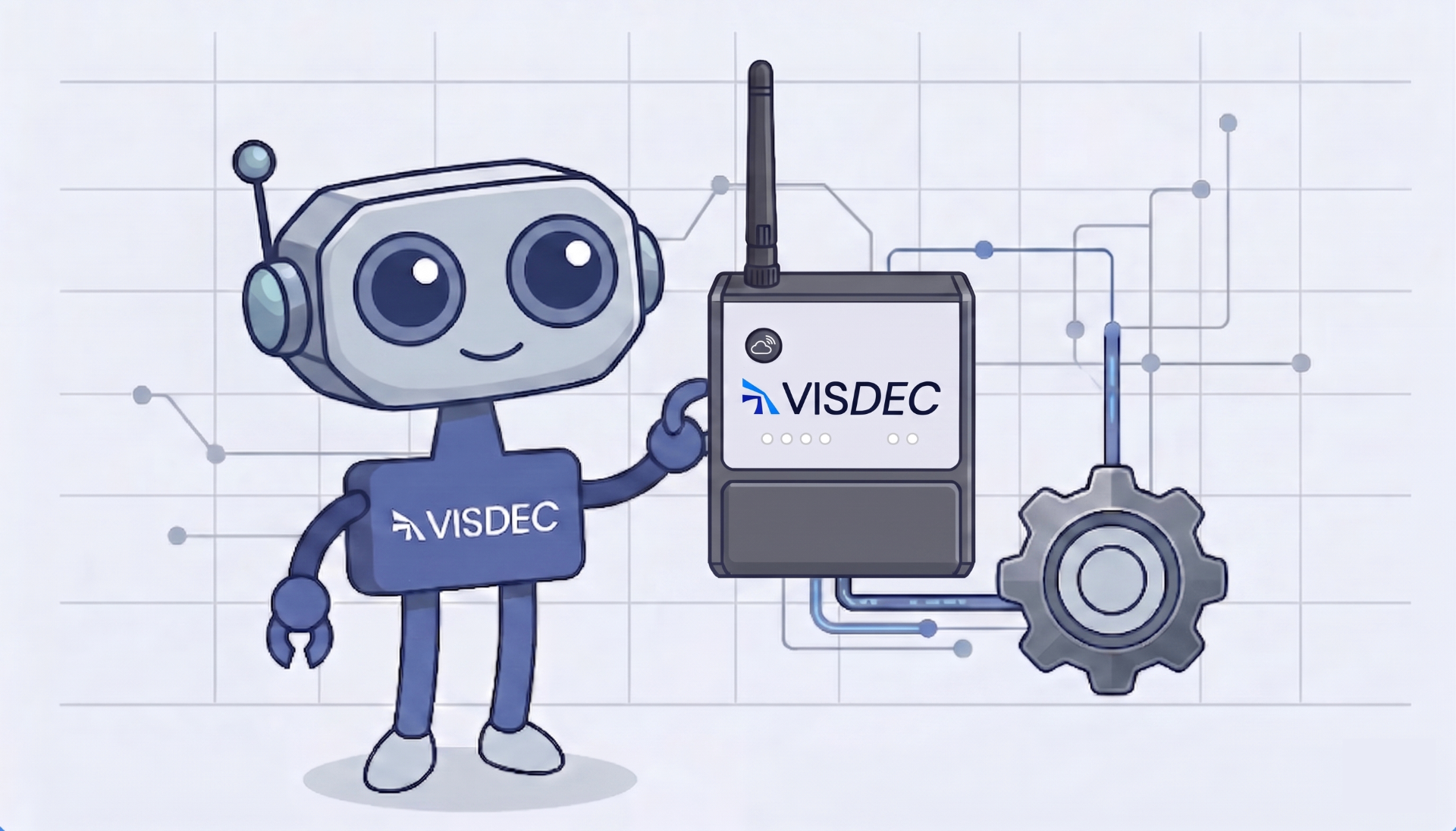 Robô Visdec apresentando dashboards e integrações